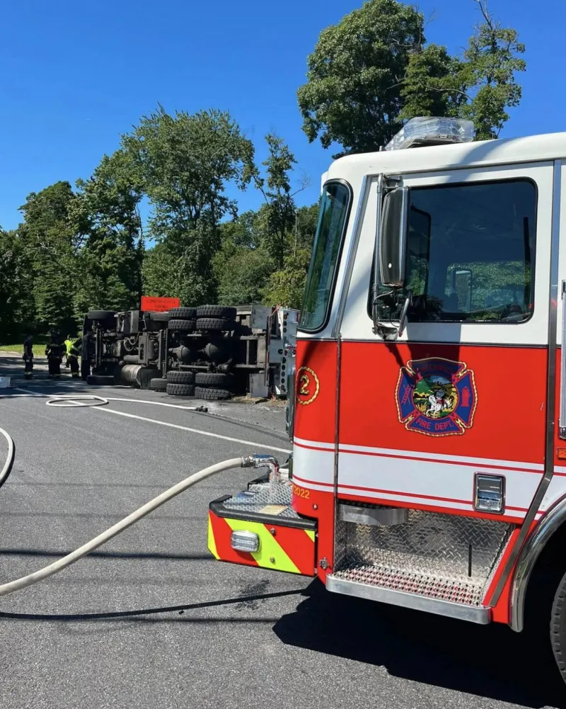 Greenwich Fire Dept Responds to Garbage Truck Rollover Crash