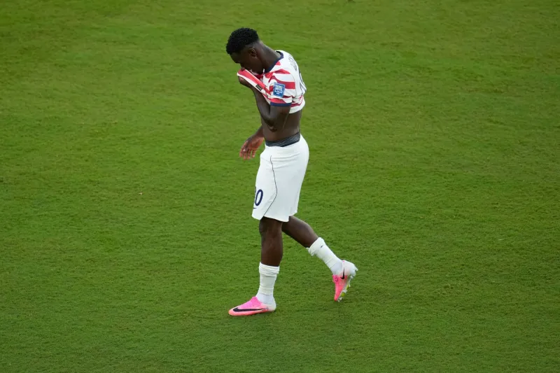 US striker Balogun says a yellow card, not red card, would have been 'fair' at the World Cup