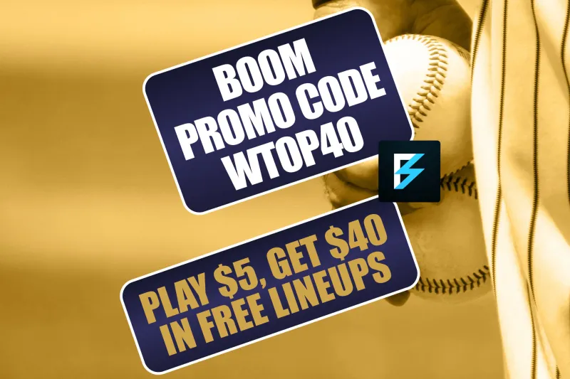 Boom Promo Code WTOP40: Claim $40 in Free Lineups for Tuesday MLB Games