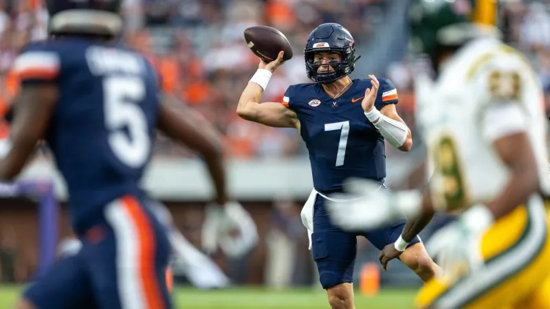 Beau Pribula throws 3 first-quarter TD passes and No. 25 Virginia routs Norfolk State 59-3