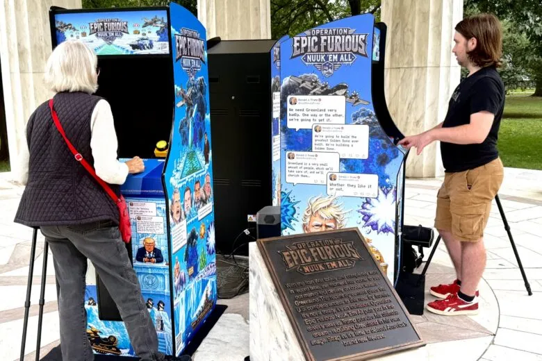 'Be careful about naps': Anti-Trump arcade game on National Mall mocks his Greenland plans