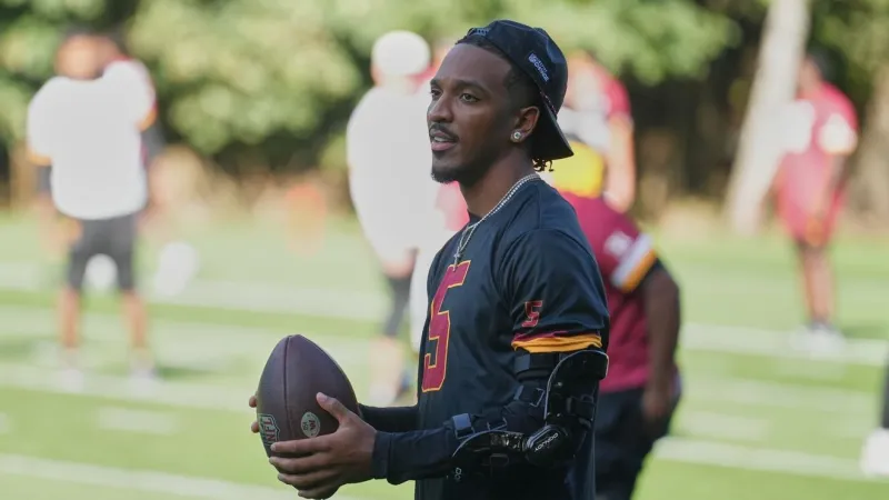 Jayden Daniels shrugs off elbow fears as Commanders weigh Colts start in London
