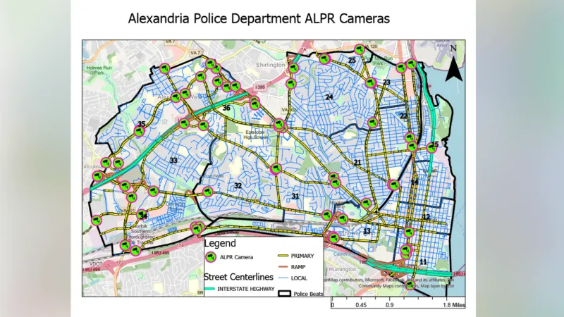 Alexandria city publishes map of flock cameras and license plate readers