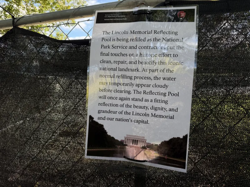Lincoln Memorial Reflecting Pool refilling after algae bloom, troubled restoration