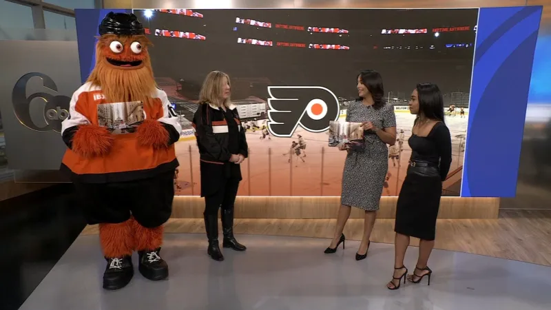 Gritty stops by 6abc studios to unveil new 2026 calendar