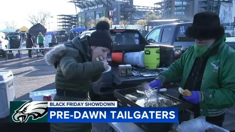 Eagles fans tailgate early ahead of Bears Black Friday game