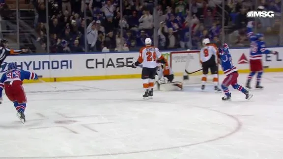 Rangers rally from a 2-goal deficit to beat the Flyers 5-4 in a sho...