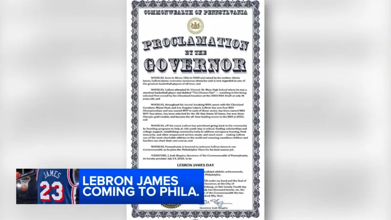 Pa. marks LeBron James Day as leaders celebrate star's announcement