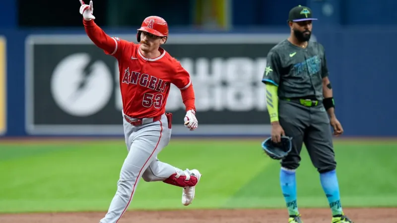 Wade Meckler hits his first grand slam to help the Angels rout the Rays 14-3