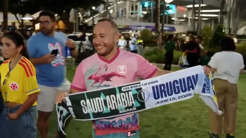 Fans gather at Miami Stadium ahead of first match between Uruguay and Saudi Arabia