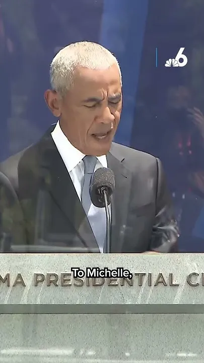 Obama reacts to Michelle's moving speech at center opening (Video)
