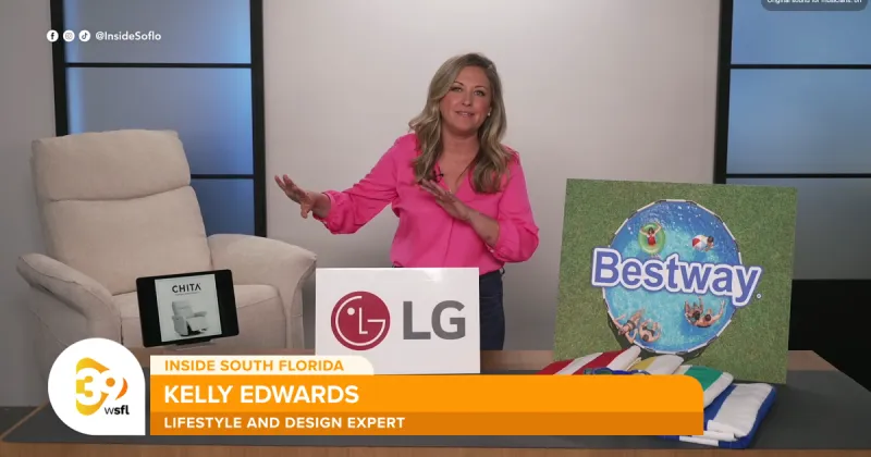Summer home essentials: LG Signature Smart induction range, Chita Vinca recliner, and backyard pools