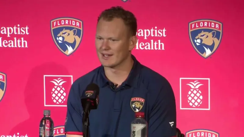 Brady Tkachuk introduced by Florida Panthers, discusses the trade to his brother's team