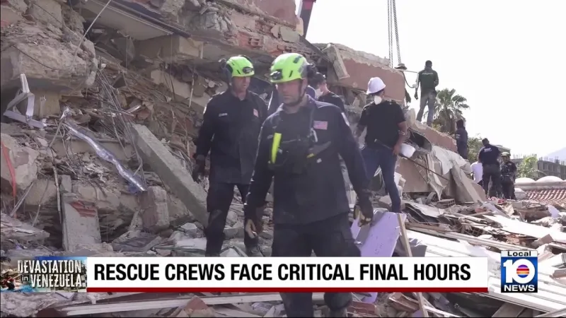 Venezuela rescue crews face critical final hours finding quake survivors. (Video)