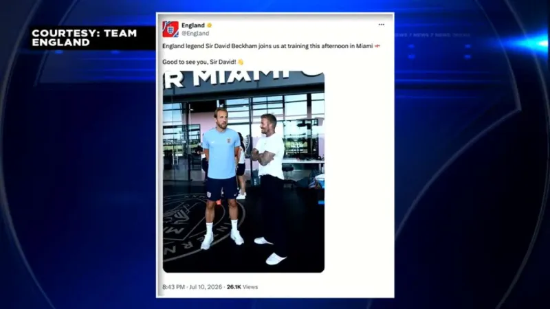 British soccer legend David Beckham greets Team England in Fort Lauderdale during preparations
