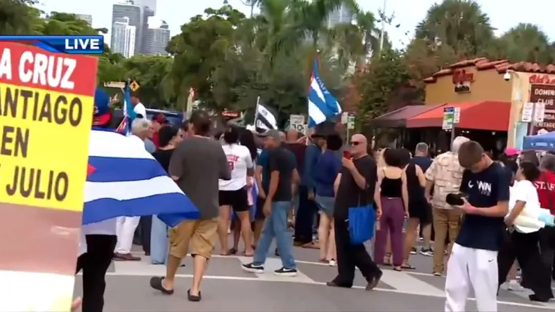 South Florida's Cuban community rally for freedom in Little Havana on 5th anniversary of historic protest