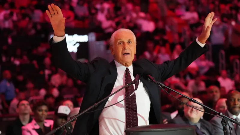 Pat Riley couldn't help but tease a LeBron return on Giannis' day