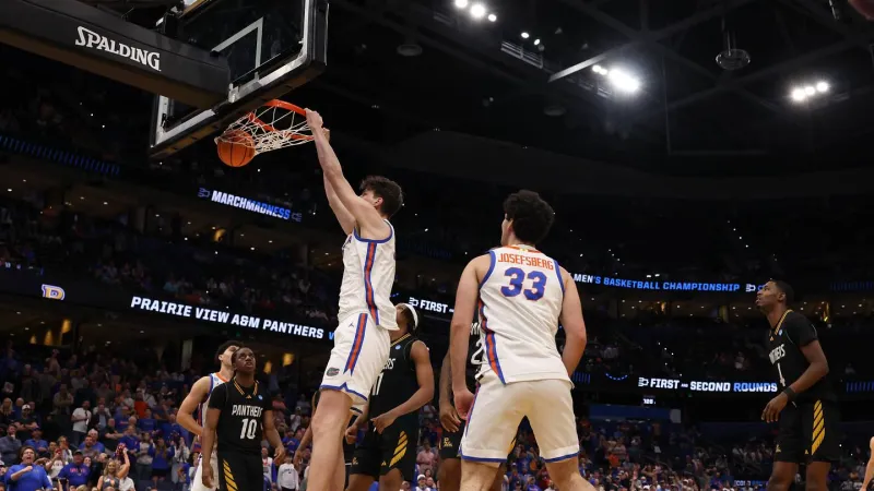 Former Florida center Olivier Rioux continues to be an attraction in his new home