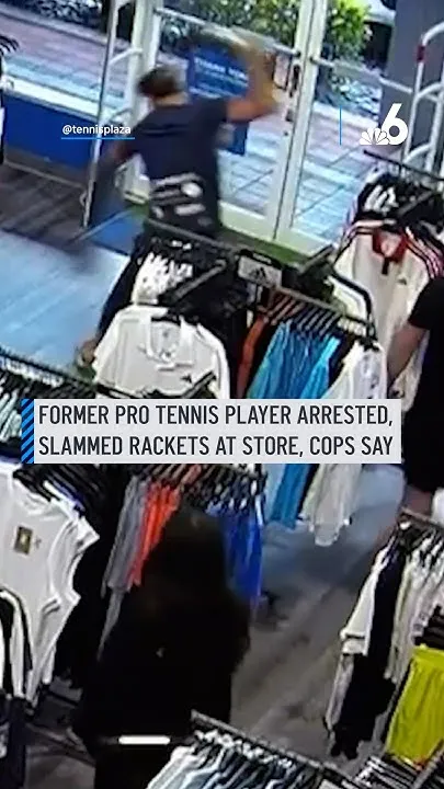 Former pro tennis player arrested, slammed rackets at store, cops say (Video)