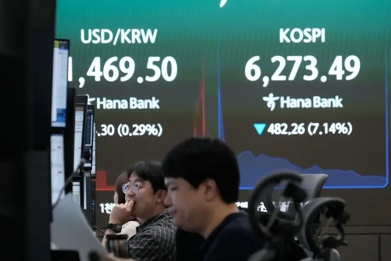 South Korea's Kospi index sinks more than 10% on heavy selling of chipmaking stocks