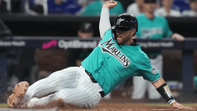 Conine smashes two HRs in Marlins' rout of Angels, but Stowers leaves with injury