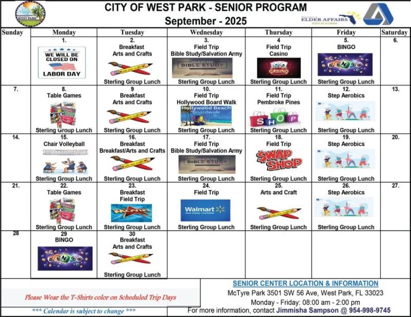 City of West Park Senior Program Calendar