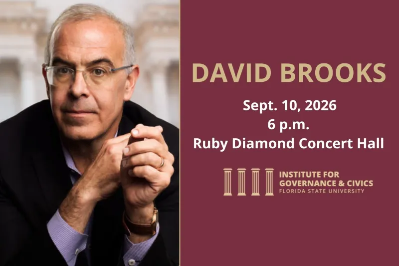 Author David Brooks to join FSU President Richard McCullough for conversation on character, civil discourse