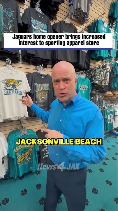 Jaguars home opener brings increased interest to sporting apparel store (Video)