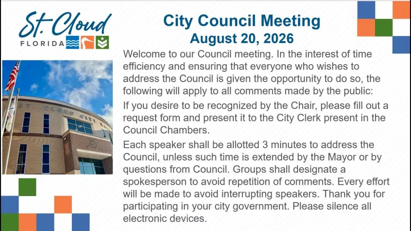 City of St. Cloud, FL - Board of Adjustment Meeting - September 9, 2026 (Video)