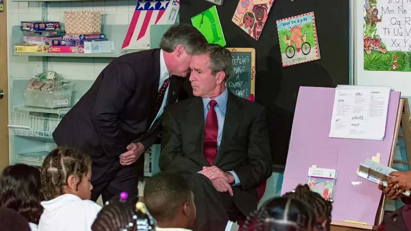 Former elementary students with President George W. Bush on 9\/11 reflect on the day