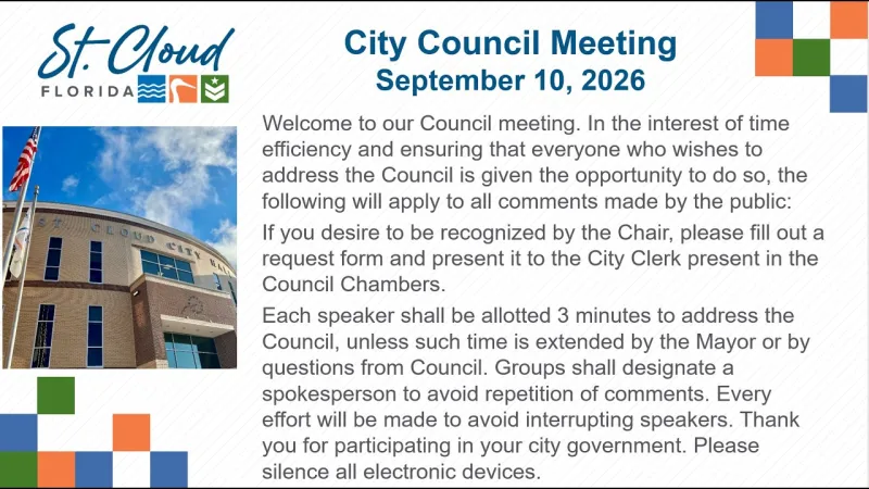 City of St. Cloud, FL - City Council Meeting - September 10, 2026 (Video)
