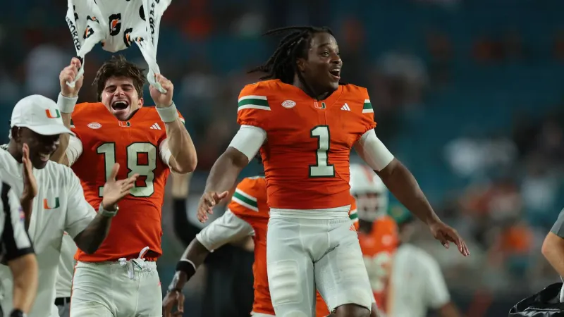Miami Hurricanes climb 2 spots to No. 5 in AP Top 25 after Week 2 shakeup