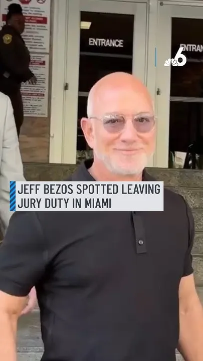 Amazon's Jeff Bezos spotted leaving jury duty in Miami (Video)