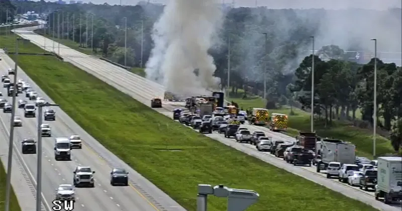 Vehicle fire shuts down I-95 South lanes in Martin County
