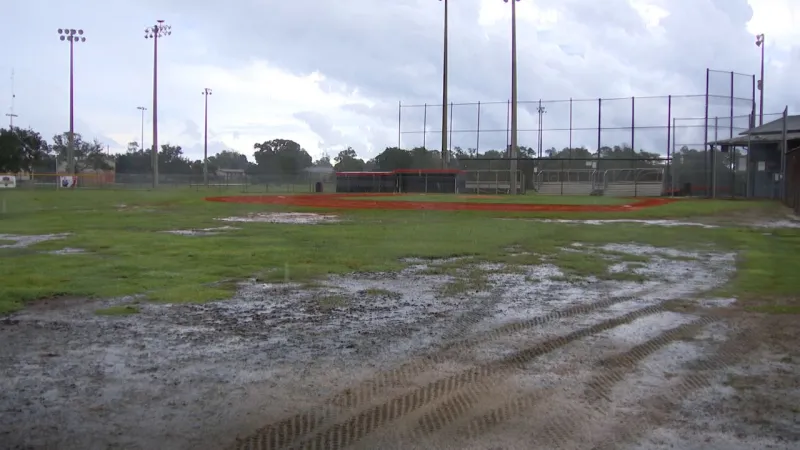 Heavy flooding damages Cocoa baseball fields