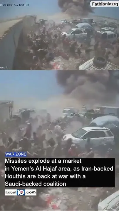Missiles explode at market in Yemen (Video)