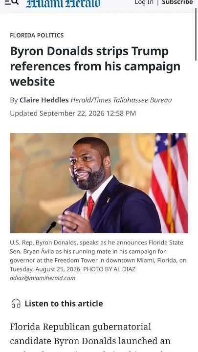 Bryon Donalds Broke Up with Trump  (Video)