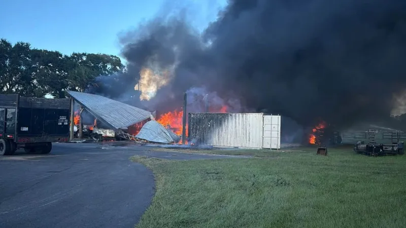 Crews remain on scene as large barn fire burns at Indiantown ranch