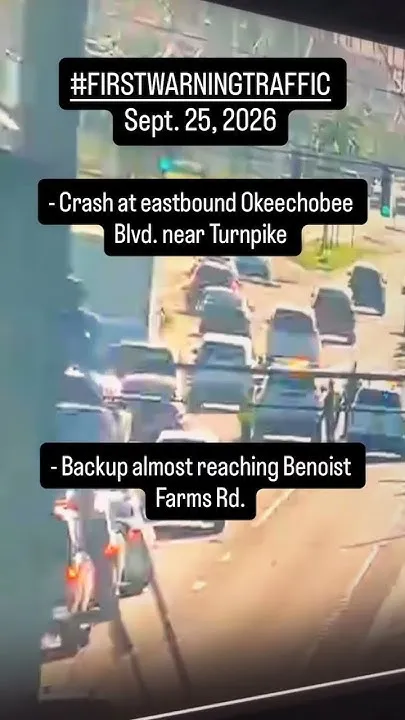 Crash on Okeechobee Boulevard in West Palm Beach causes delays Friday morning (Video)