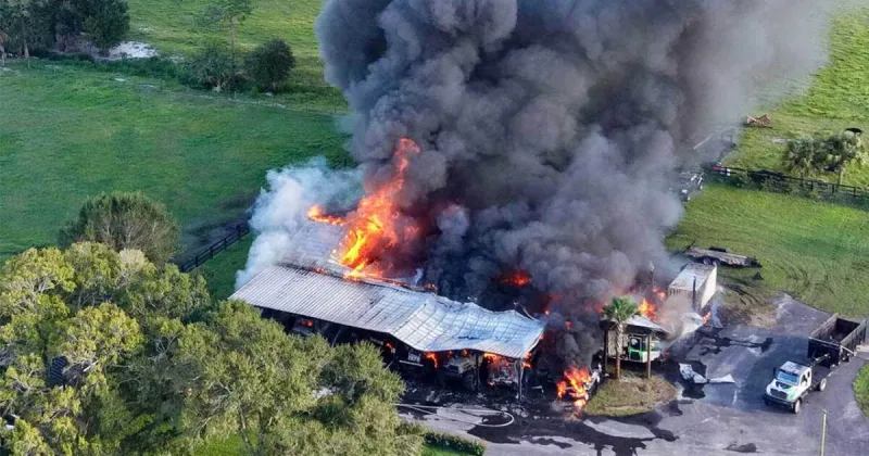 Martin County barn fire destroys building, 6 vehicles; 1 firefighter taken to hospital