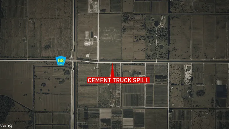 Truck rollover spills cement in Fort Pierce, blocks all lanes on Orange Avenue