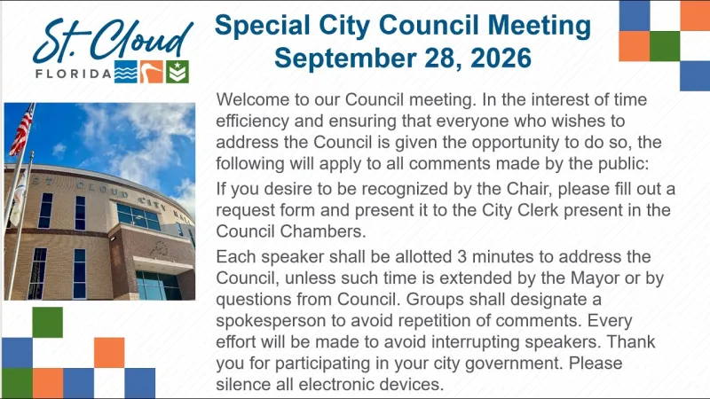 City of St. Cloud, FL - City Council Special Meeting - September 28, 2026 (Video)