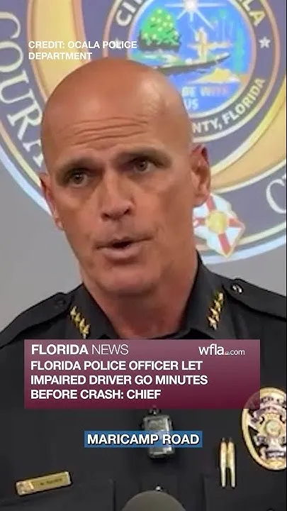 Florida police officer let impaired driver go minutes before crash that killed mother, son: chief (Video)