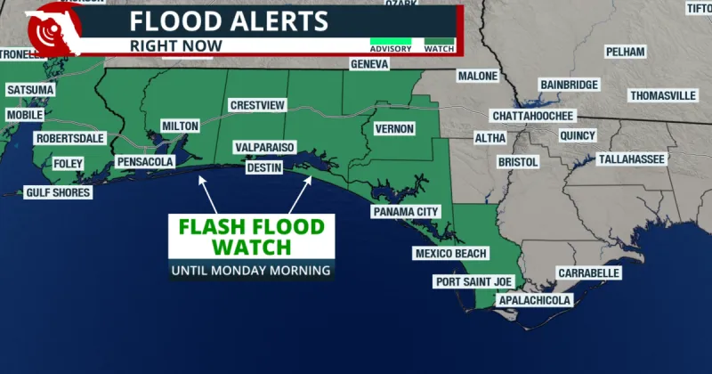 Heavy rain this weekend across parts of the Panhandle, Flood Watch in effect