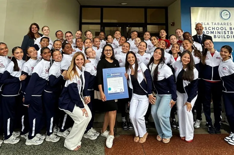 School Board member Santos recognizes two dance teams