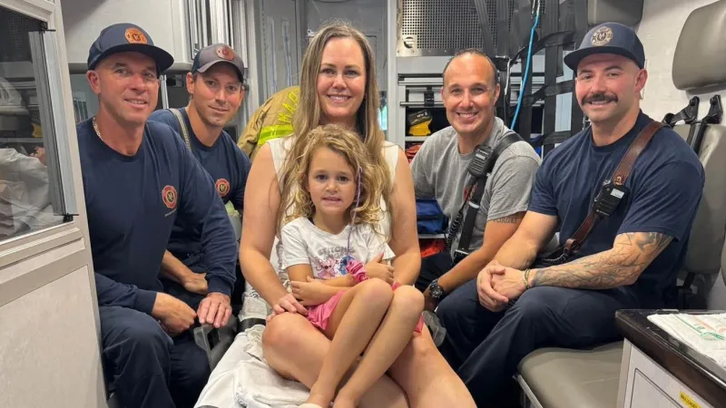Baby delivered in rescue truck reunites with firefighters five years later