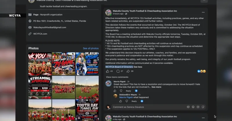 Wakulla County Youth Football and Cheerleading Association suspends 12U football