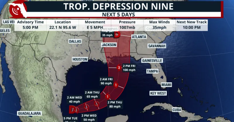 Tropical Depression 9 could become season's first hurricane, threatening Gulf Coast