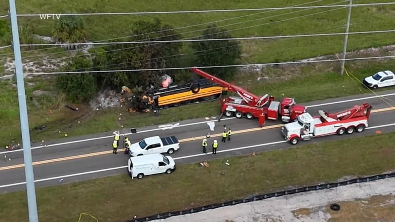 Florida police release dash camera video of deadly school bus collision