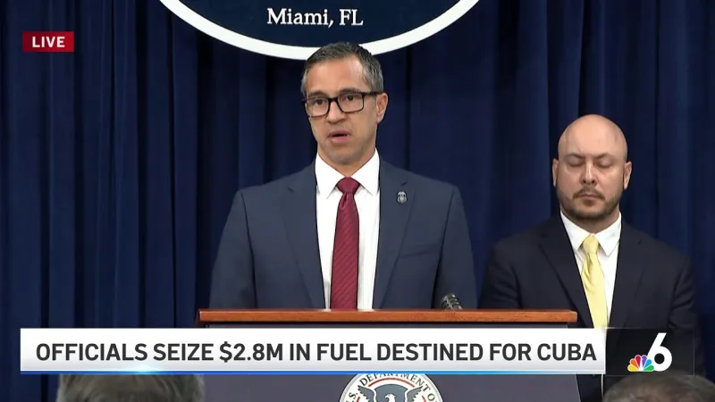 Watch live: Officials seize $2.8M in fuel destined for Cuba in 'sanctions-evasion scheme' (Video)